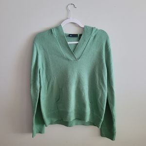Green Hooded Long Sleeve Sweater